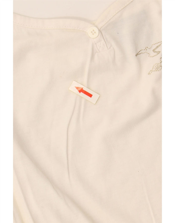 Top corto con grafica NIKE da donna UK 10/12 medio bianco sporco