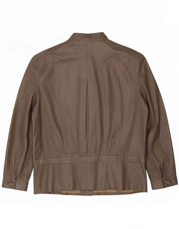 Giacca in pelle vintage da donna IT 48 XL Cachi