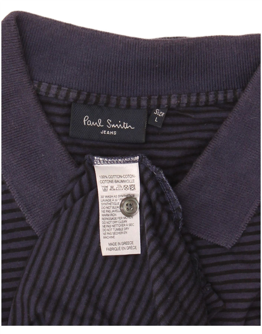 Polo da uomo Paul Smith grande in cotone a righe blu navy