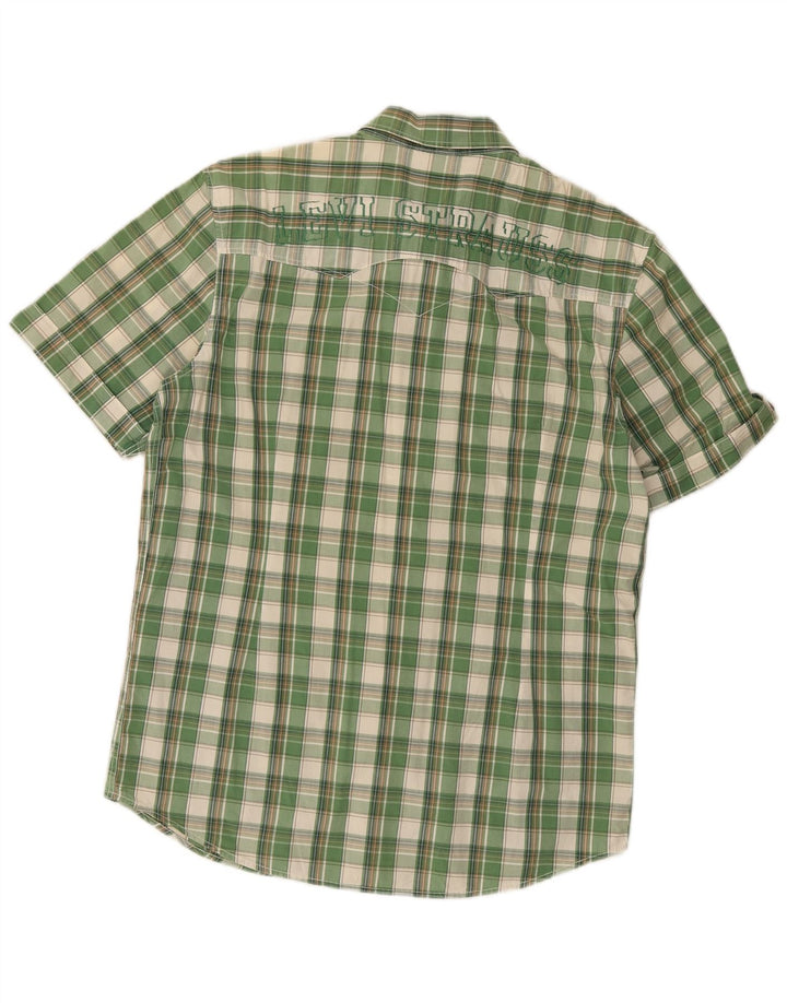 Levi's Camicia a maniche corte con grafica da uomo in cotone a quadri verdi grandi