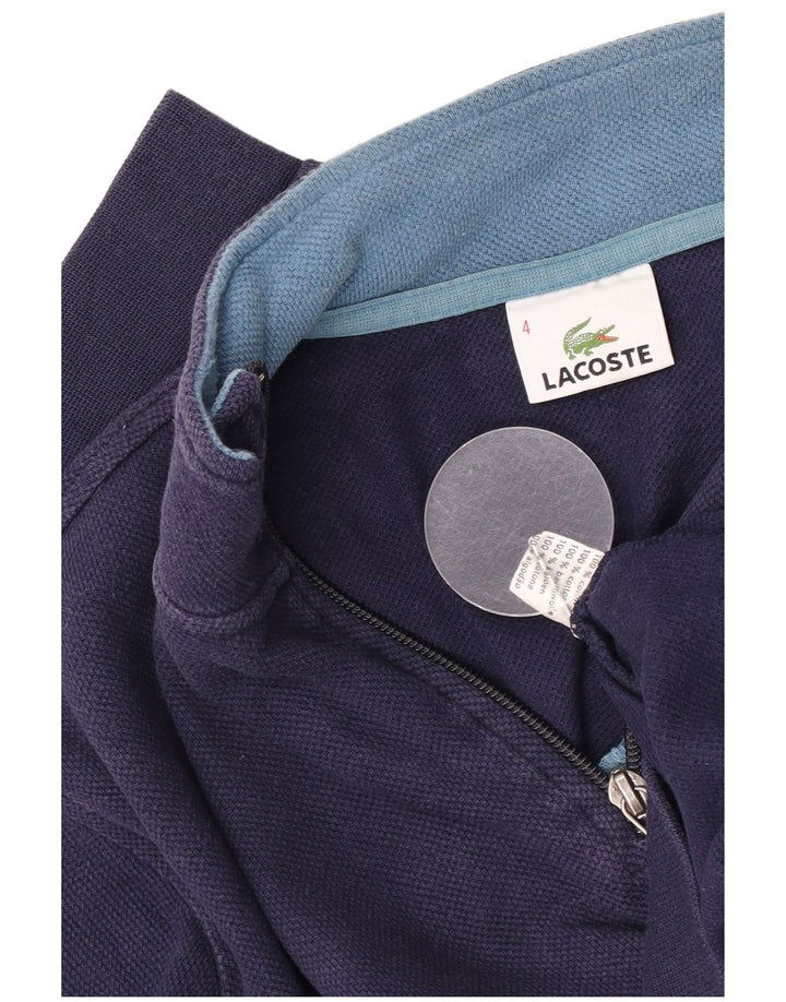 Felpa da uomo con zip e collo Lacoste, taglia 4, media, in cotone blu navy