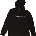CALVIN KLEIN Womens Graphic Hoodie Jumper UK 14 Medium Black Vintage Calvin Klein and Second-Hand Calvin Klein from Messina Hembry 