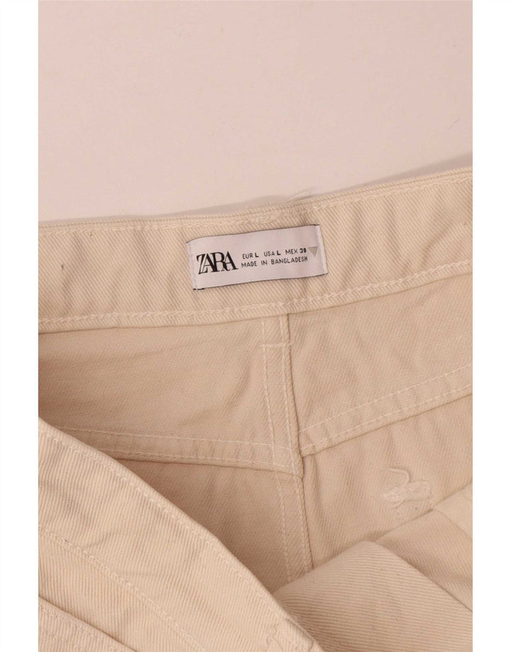 Mini gonna di jeans da donna Zara grande W30 in cotone beige