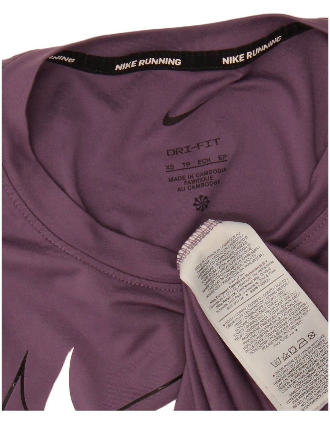 Canotta grafica NIKE Dri Fit da donna UK 6 XS poliestere viola
