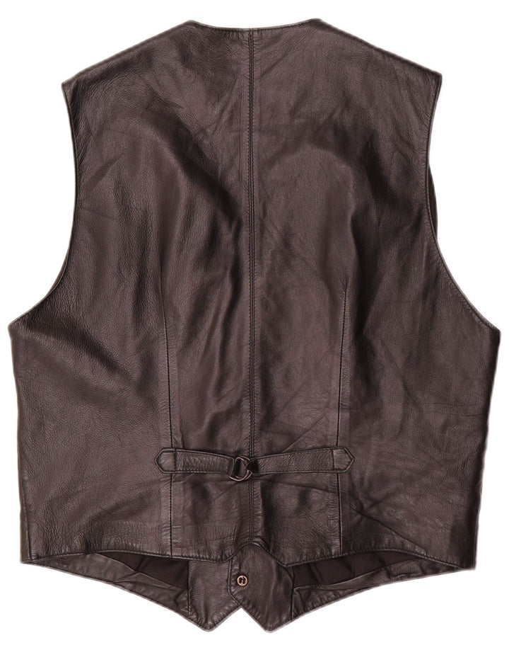 Gilet in pelle da uomo vintage IT 52 grande in pelle nera