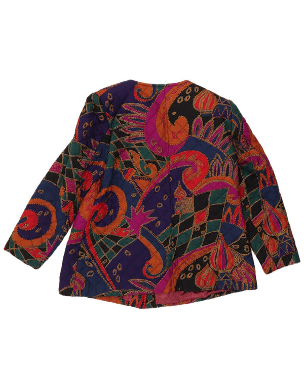 Giacca trapuntata da donna VINTAGE UK 14 Grande Paisley multicolore
