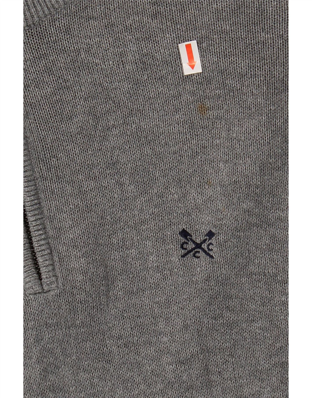 Crew Clothing Maglione da uomo con zip e collo piccolo in cotone grigio