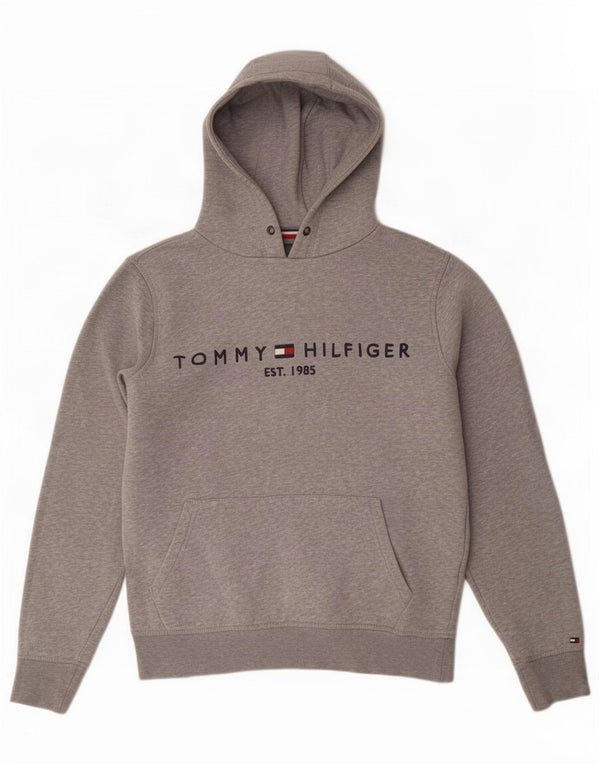 Maglione con cappuccio grafico da uomo Tommy Hilfiger piccolo cotone chiazzato grigio