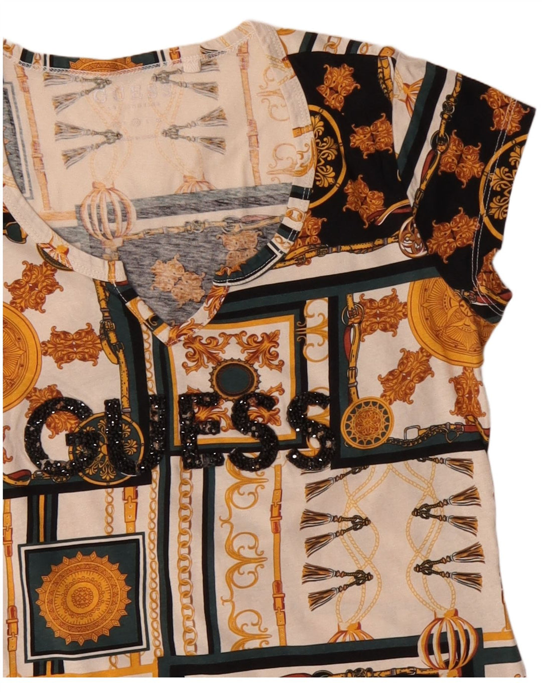 Guess T-shirt grafica da donna Top UK 12 media multicolore