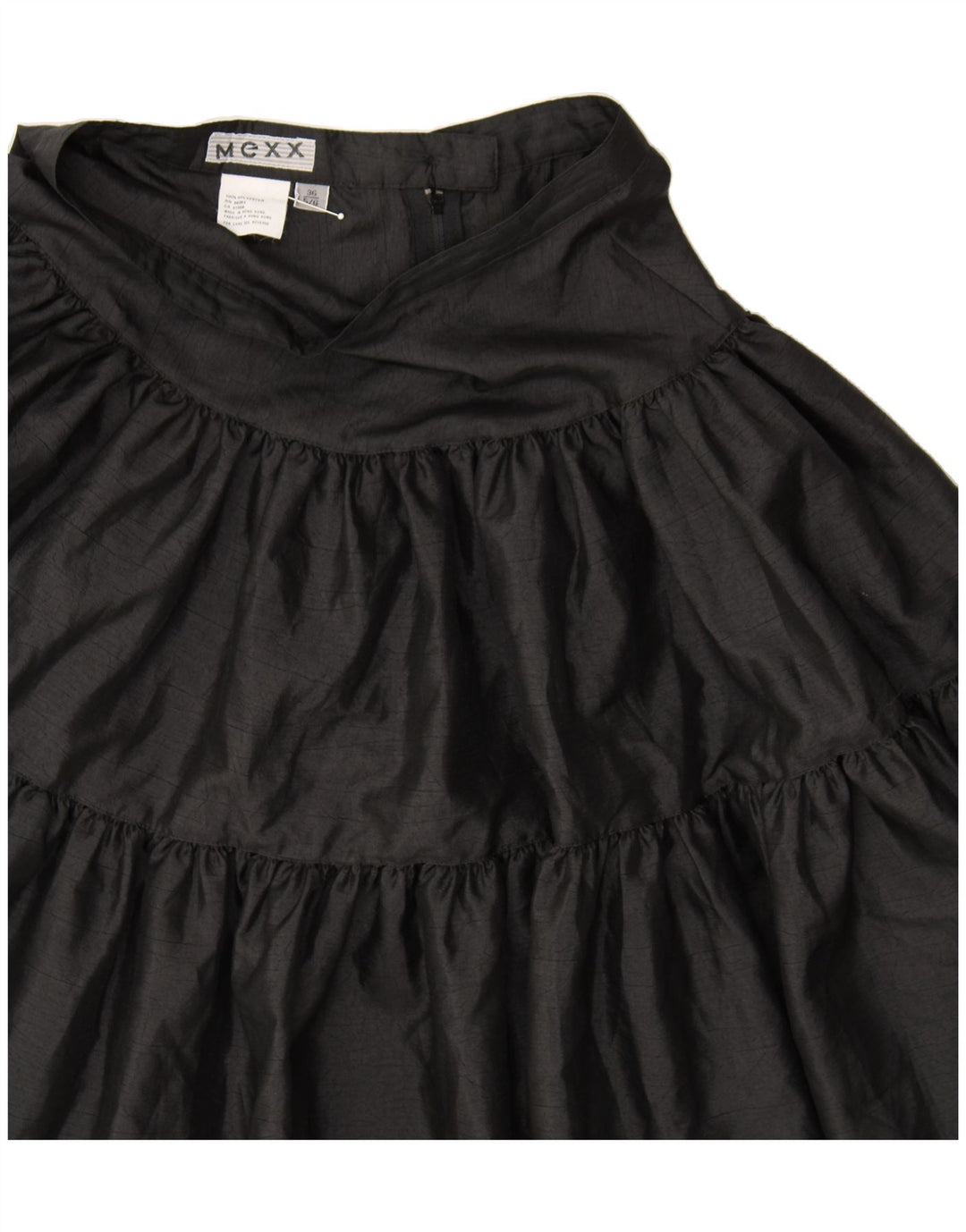 MEXX Womens Tiered Skirt IT 36 XS W24 Black Polyester Vintage Mexx and Second-Hand Mexx from Messina Hembry 