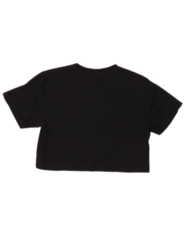 T-shirt grafica corta da donna Ellesse UK 8 piccola in cotone nero