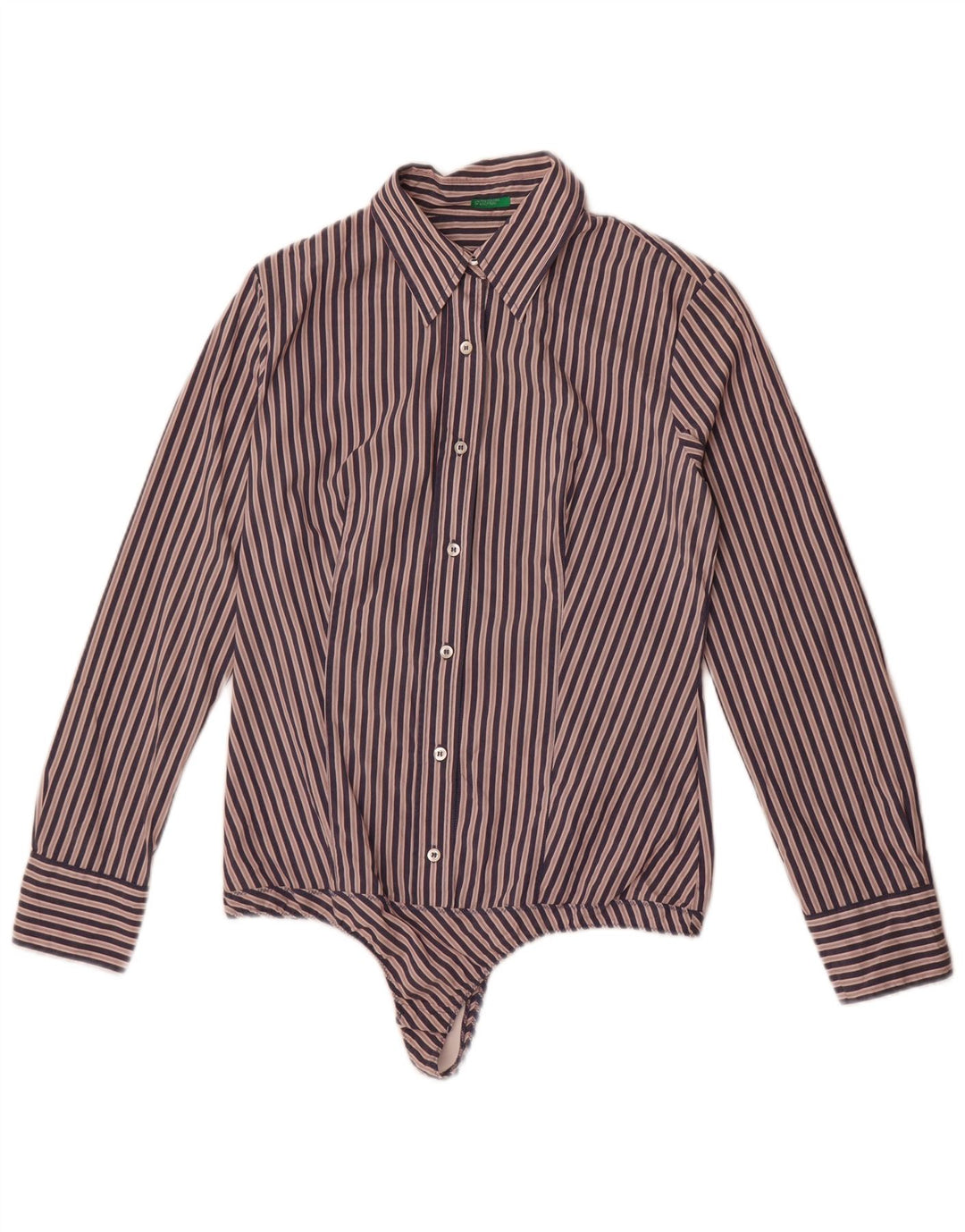 Body a maniche lunghe da donna Benetton UK 14 Large Navy Blue Striped