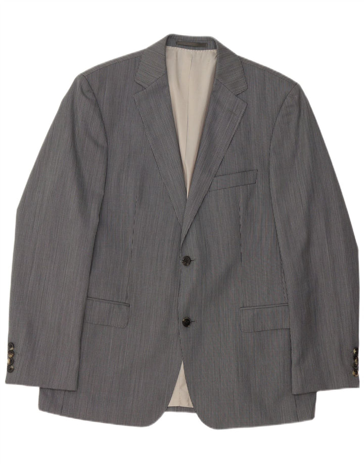 Giacca blazer da uomo a 2 bottoni Hugo Boss EU 52 XL Lana vergine gessata grigia