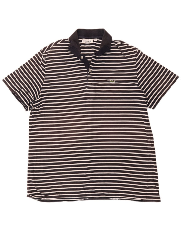 Polo Lacoste da uomo vestibilità regolare taglia 7 2XL cotone a righe blu navy