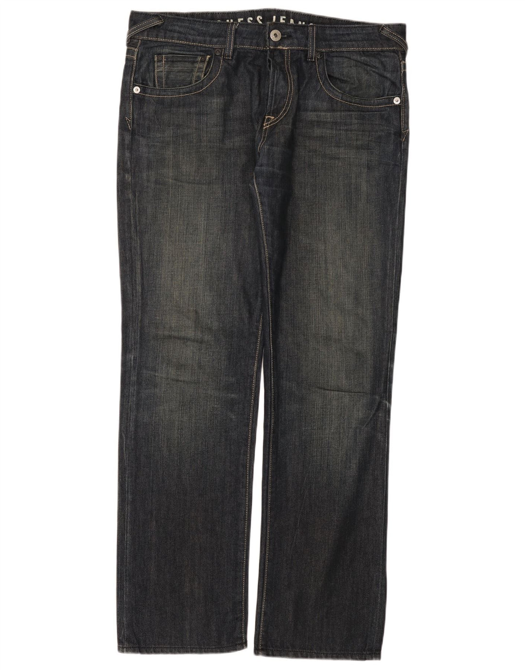 Jeans dritti da uomo Guess W36 L33 in cotone blu