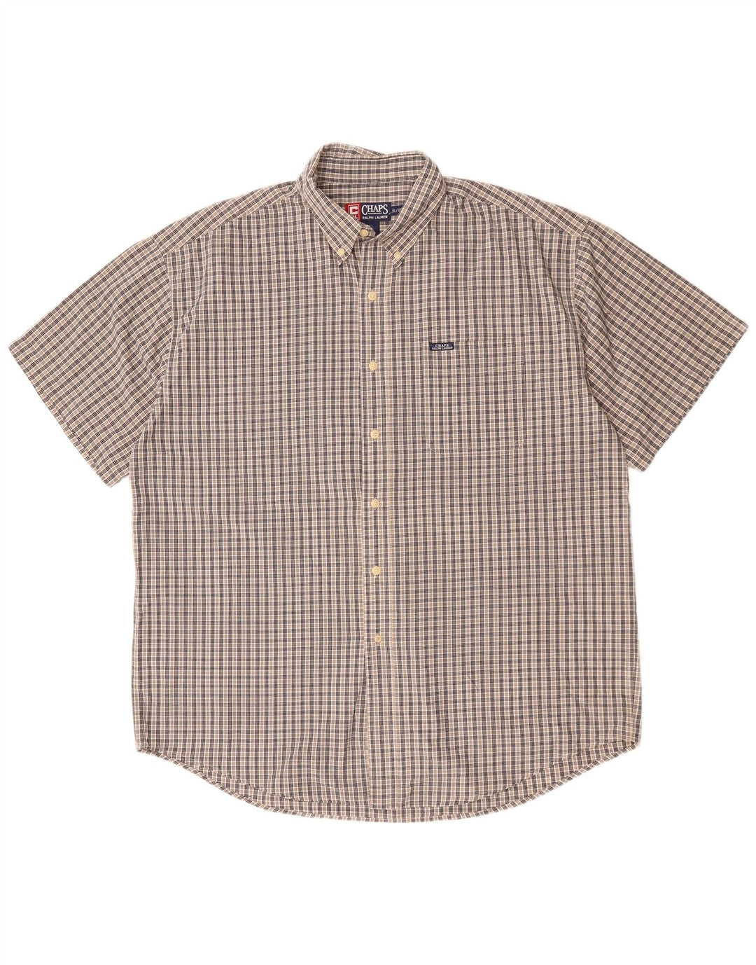 Camicia a maniche corte da uomo Chaps Ralph Lauren XL in cotone a quadri blu