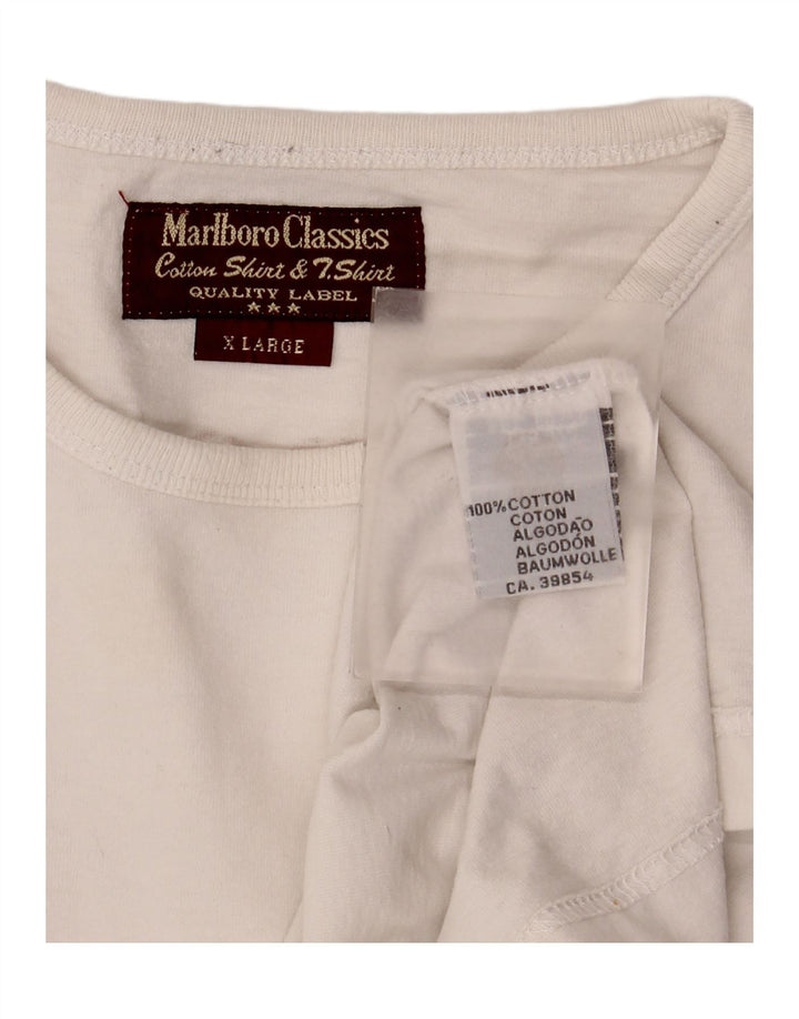 Marlboro Classics Top grafico da uomo a maniche lunghe XL in cotone bianco