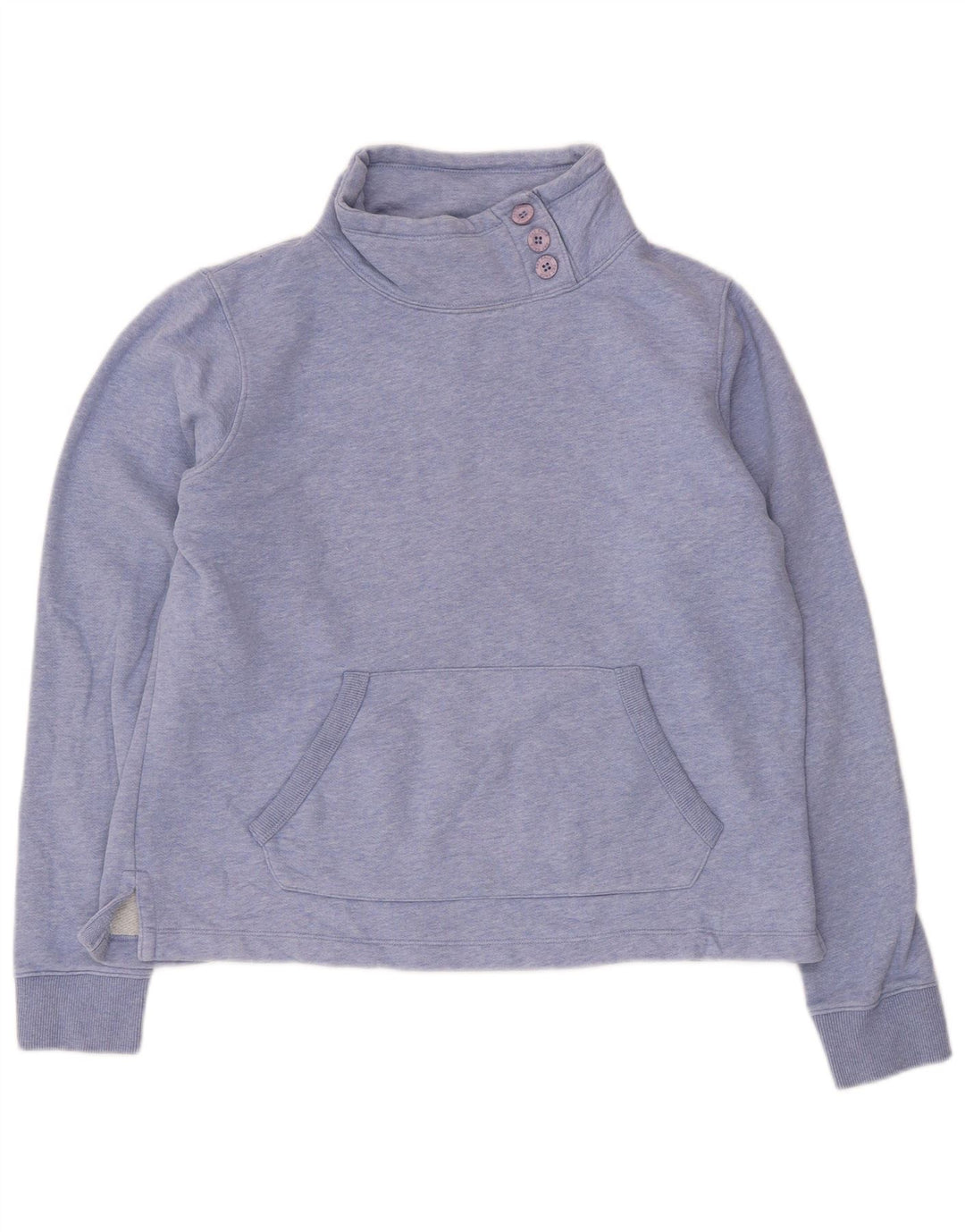 Felpa da donna con collo abbottonato Fat Face, maglione UK 12, cotone blu medio