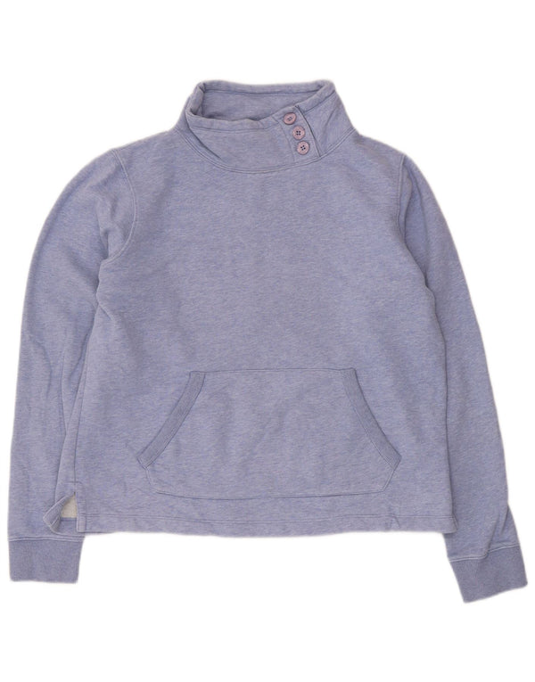 Felpa da donna con collo abbottonato Fat Face, maglione UK 12, cotone blu medio