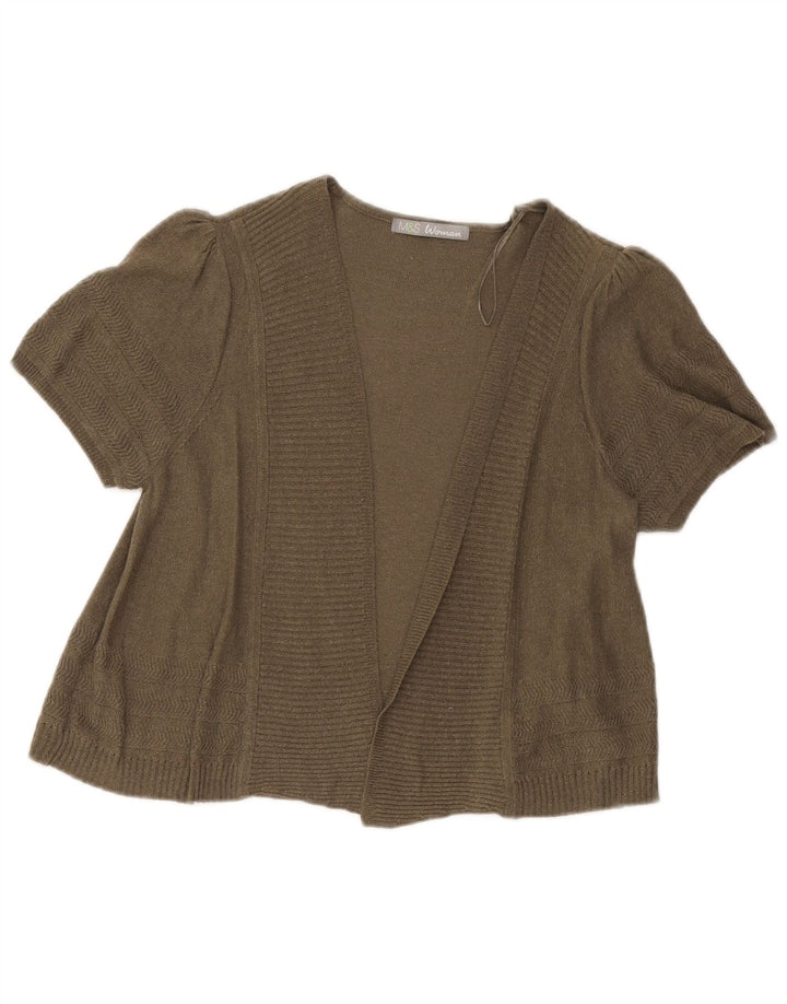 Maglione cardigan a maniche corte da donna Marks & Spencer UK 14 Medio Cachi