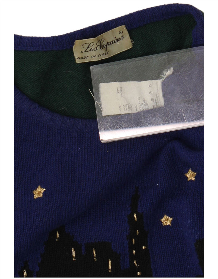 Maglione maglione girocollo da donna LES COPAINS UK 18 XL Blocco colore verde