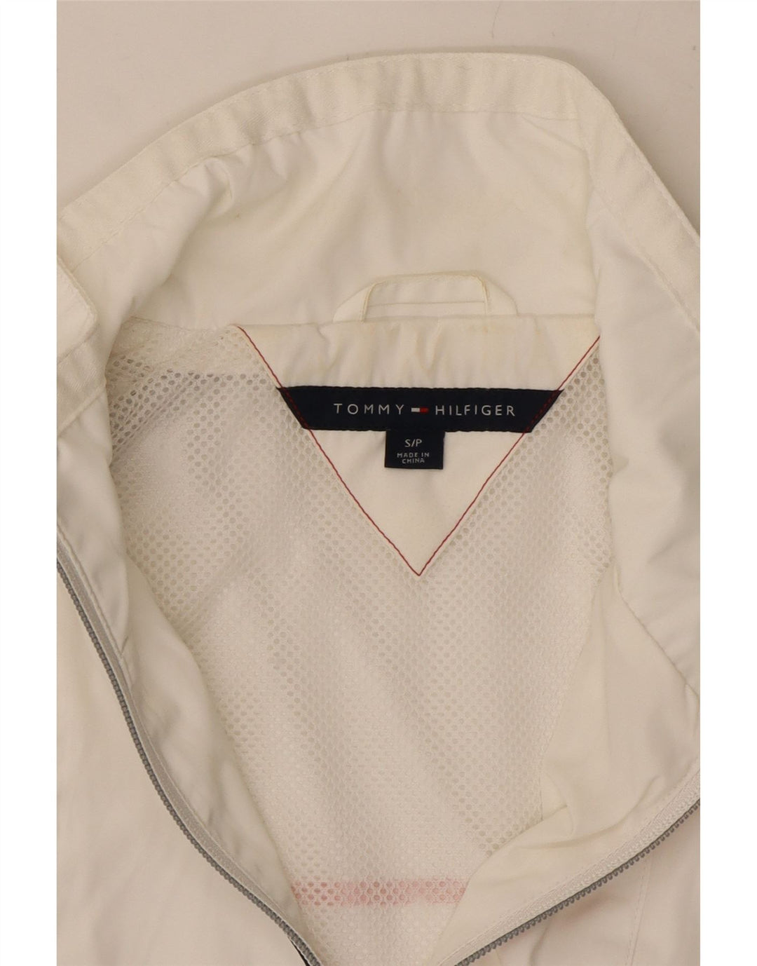 TOMMY HILFIGER Giacca da tuta grafica da donna UK 10 piccola bianca
