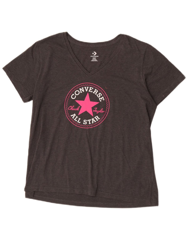 Converse T-shirt grafica Chuck Taylor da donna con vestibilità classica UK 20 2XL Grigio