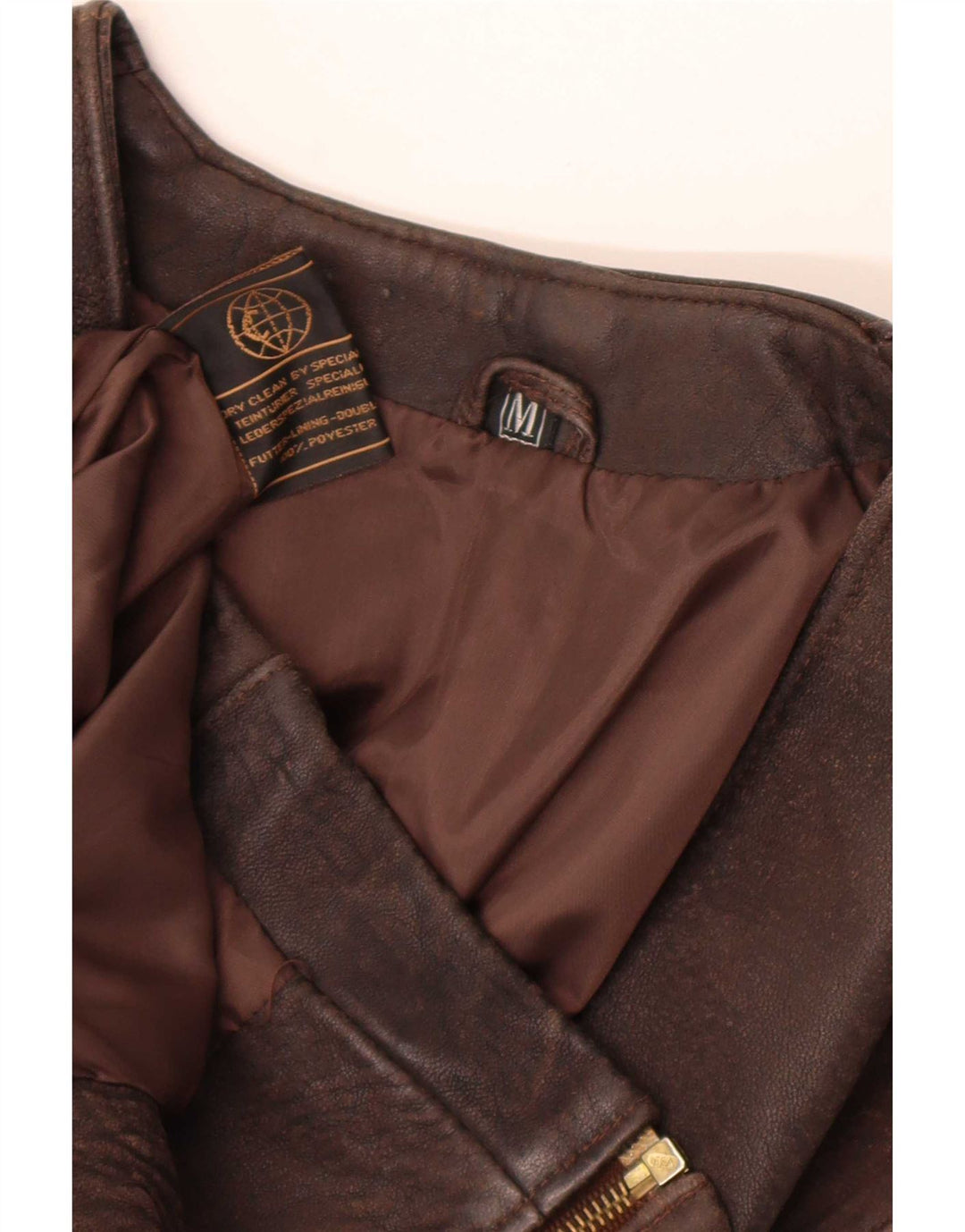 Gilet in pelle da uomo vintage UK 38 marrone medio