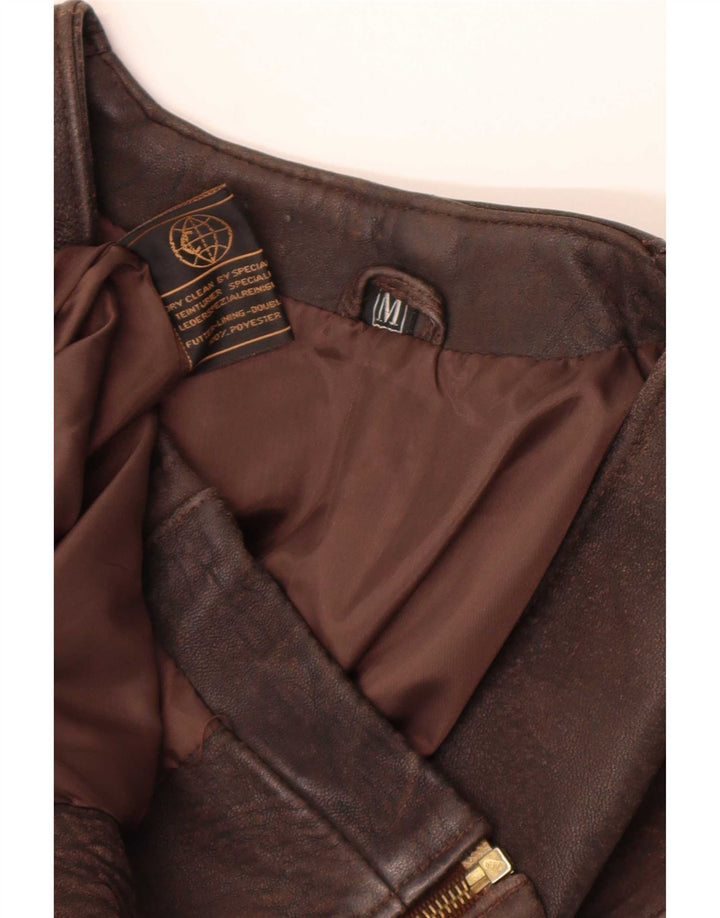 Gilet in pelle da uomo vintage UK 38 marrone medio