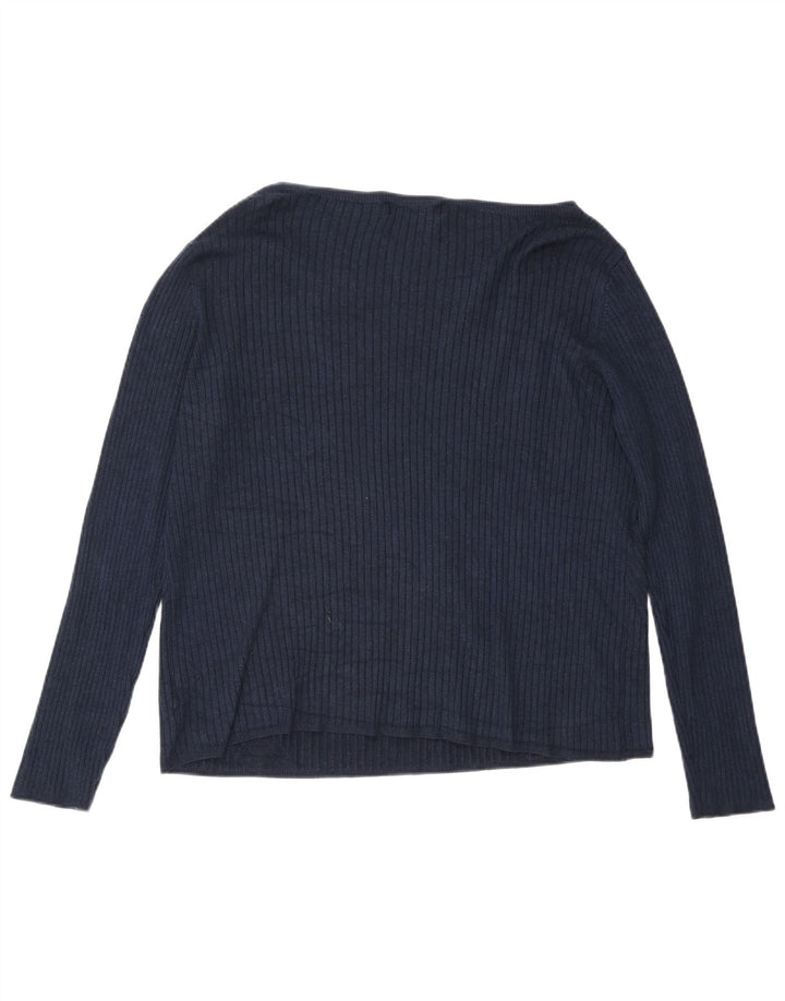 Top manica lunga da donna Marks & Spencer UK 24 4XL viscosa blu navy