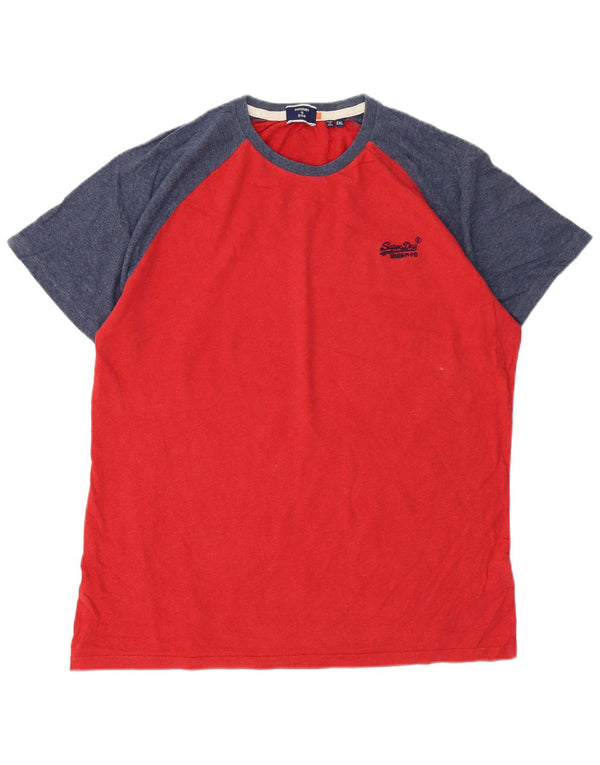 T-shirt da uomo Superdry Top 2XL in cotone color block rosso