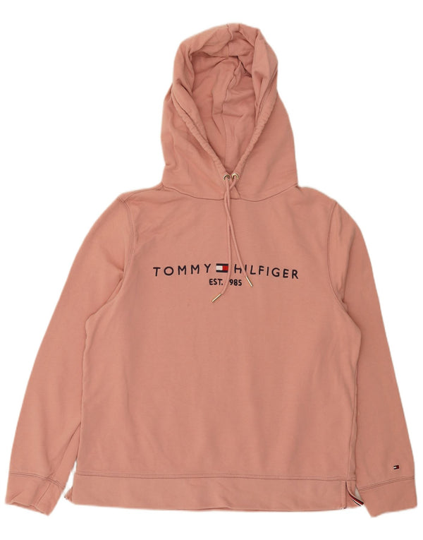 Maglione con cappuccio grafico da donna Tommy Hilfiger UK 16 grande cotone rosa