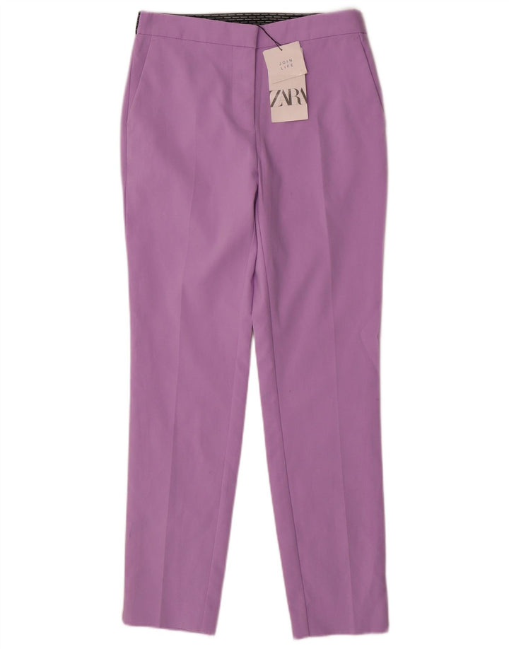 Pantaloni da abito slim da donna Zara piccoli W27 L27 poliestere viola