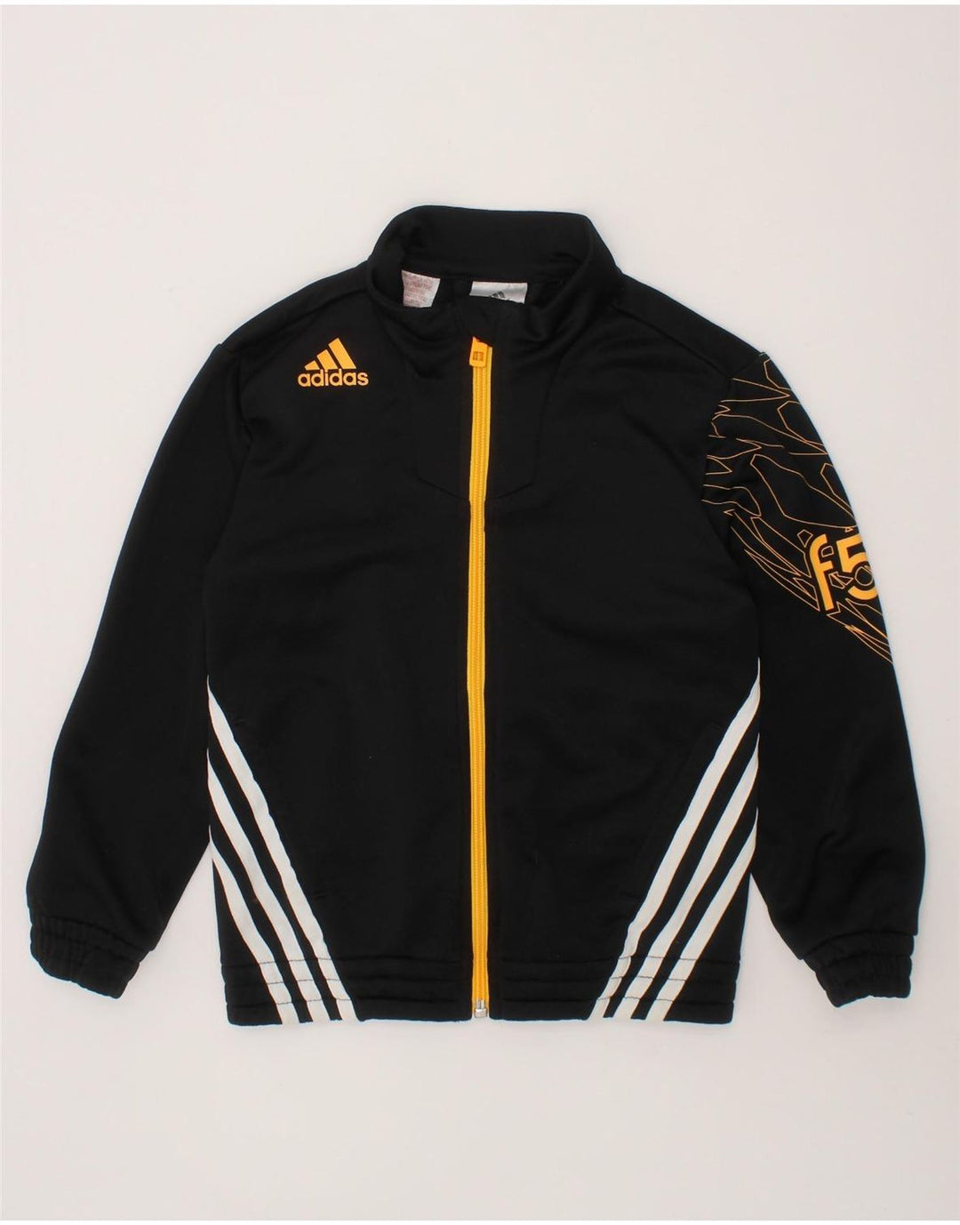 ADIDAS Boys Graphic Tracksuit Top Jacket 5-6 Years Black Polyester Vintage Adidas and Second-Hand Adidas from Messina Hembry 