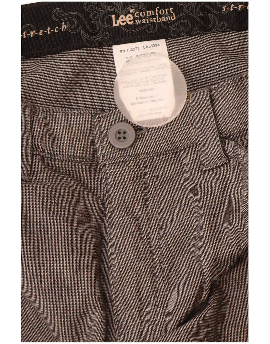 Pantaloni casual dritti da donna Lee US 6 medi W28 L30 cotone grigio