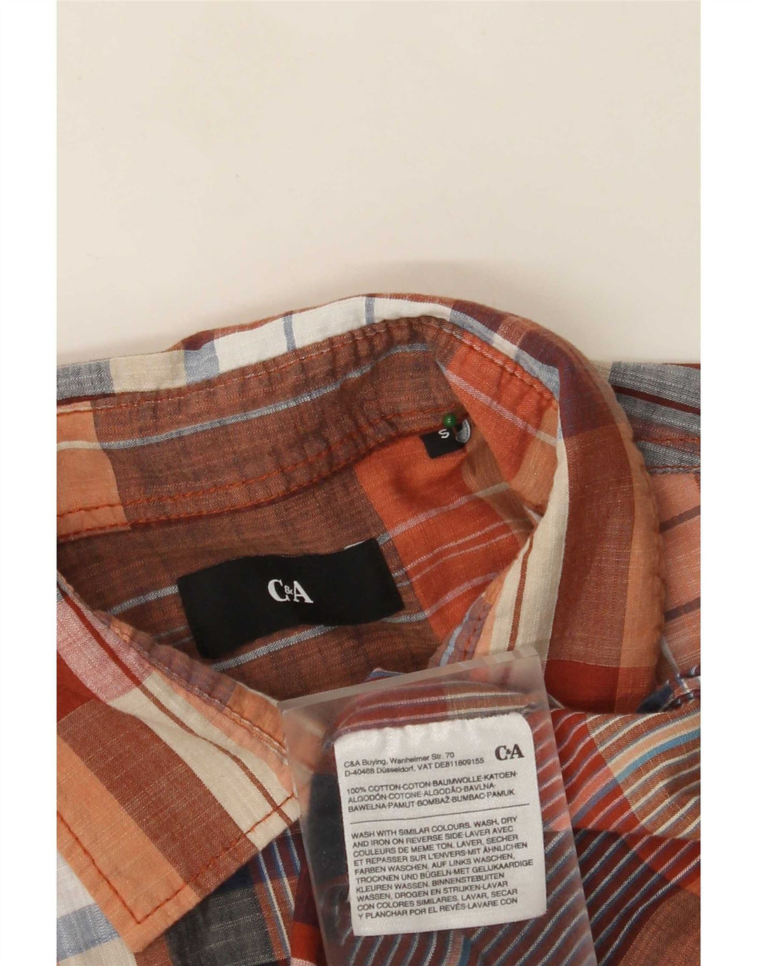 Camicia da uomo a maniche corte C&A piccola in cotone a quadri multicolore