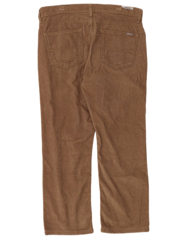 MARKS & SPENCER Pantaloni dritti da uomo in velluto a coste W34 L29 cotone marrone
