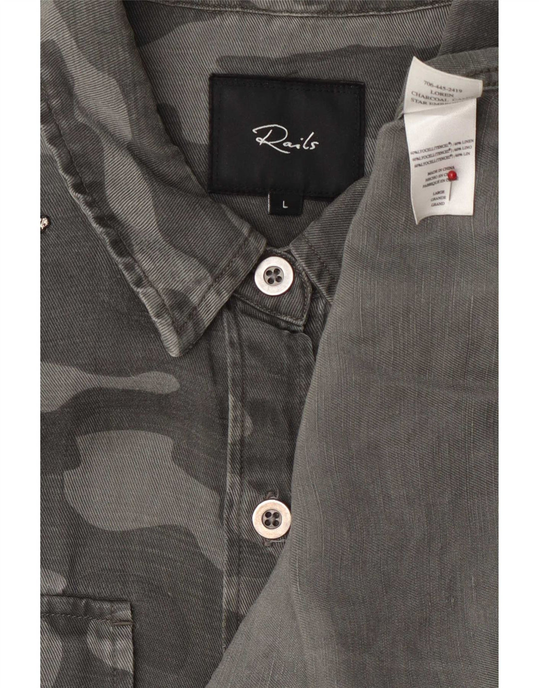 Camicia di jeans da donna Rails Large in Lyocell grigio mimetico