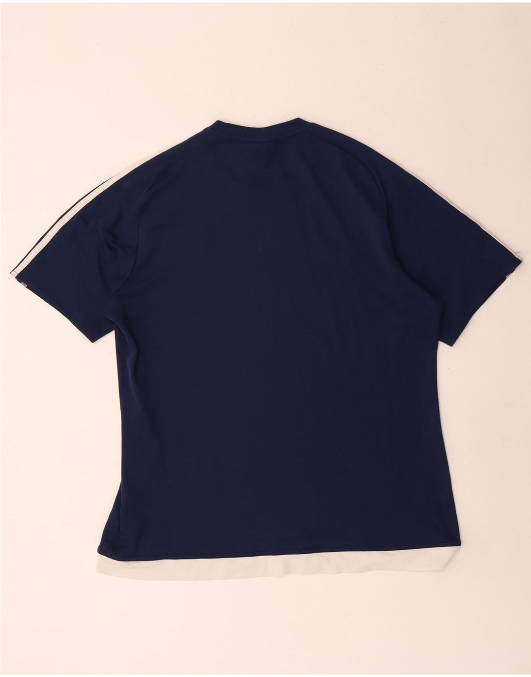Adidas Uomo Climalite T-shirt Top Large Blu Navy Colourblock Poliestere