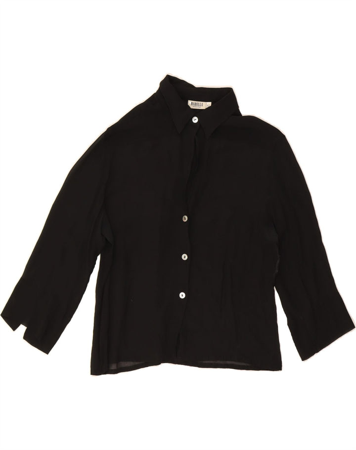 MARELLA Womens 3/4 Sleeve Shirt Blouse IT 42 Medium Black Vintage Marella and Second-Hand Marella from Messina Hembry 