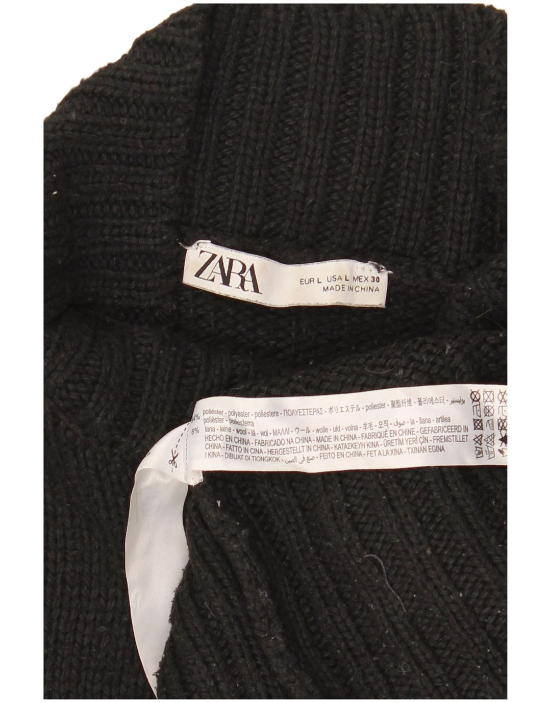 Maglione maglione oversize con collo dolcevita da donna Zara UK 16 grande nero