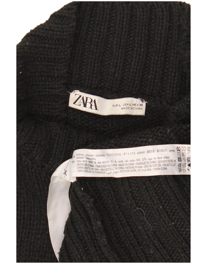 Maglione maglione oversize con collo dolcevita da donna Zara UK 16 grande nero