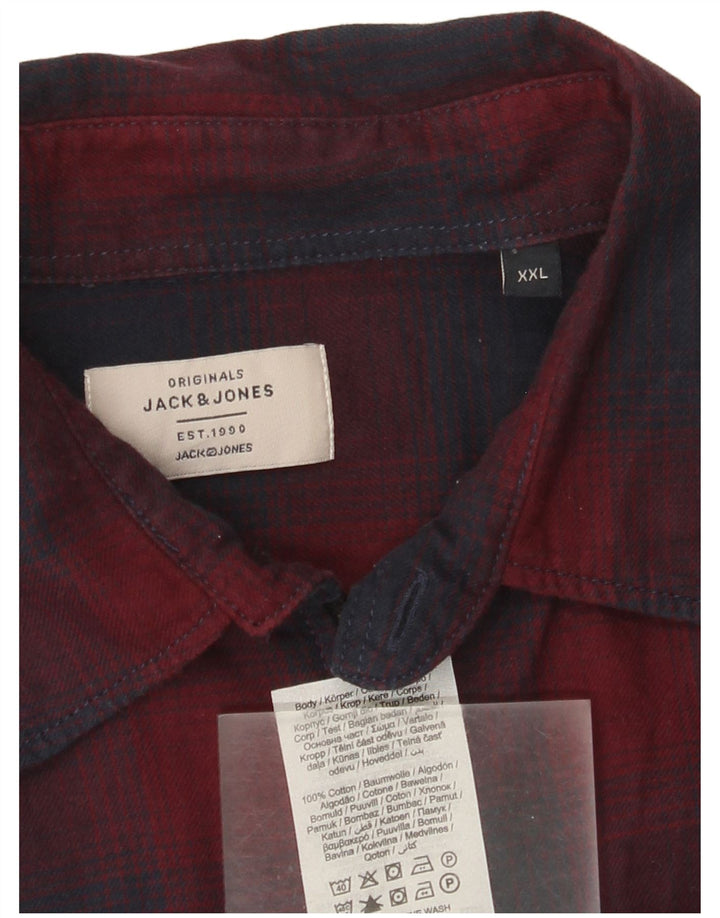 Camicia in flanella da uomo Jack & Jones 2XL cotone a quadri rossi