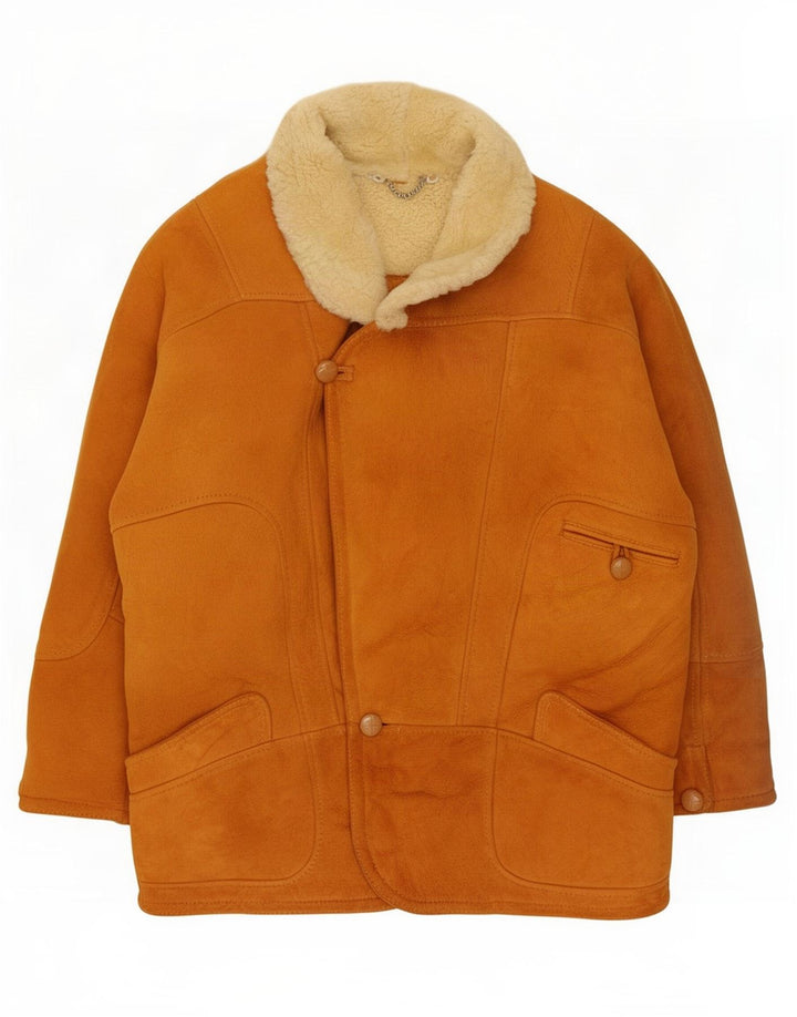 Giubbotto shearling vintage da uomo IT 50 grande beige