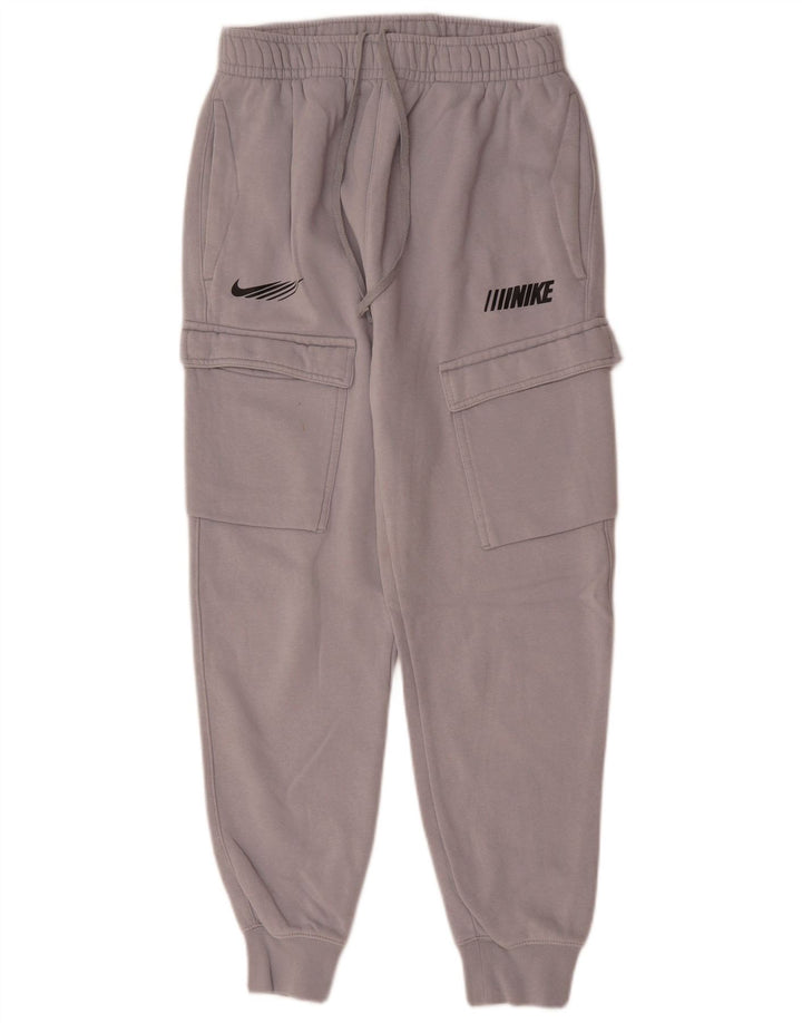 NIKE Pantaloni da tuta cargo con grafica da donna Joggers UK 10 Small Grigio