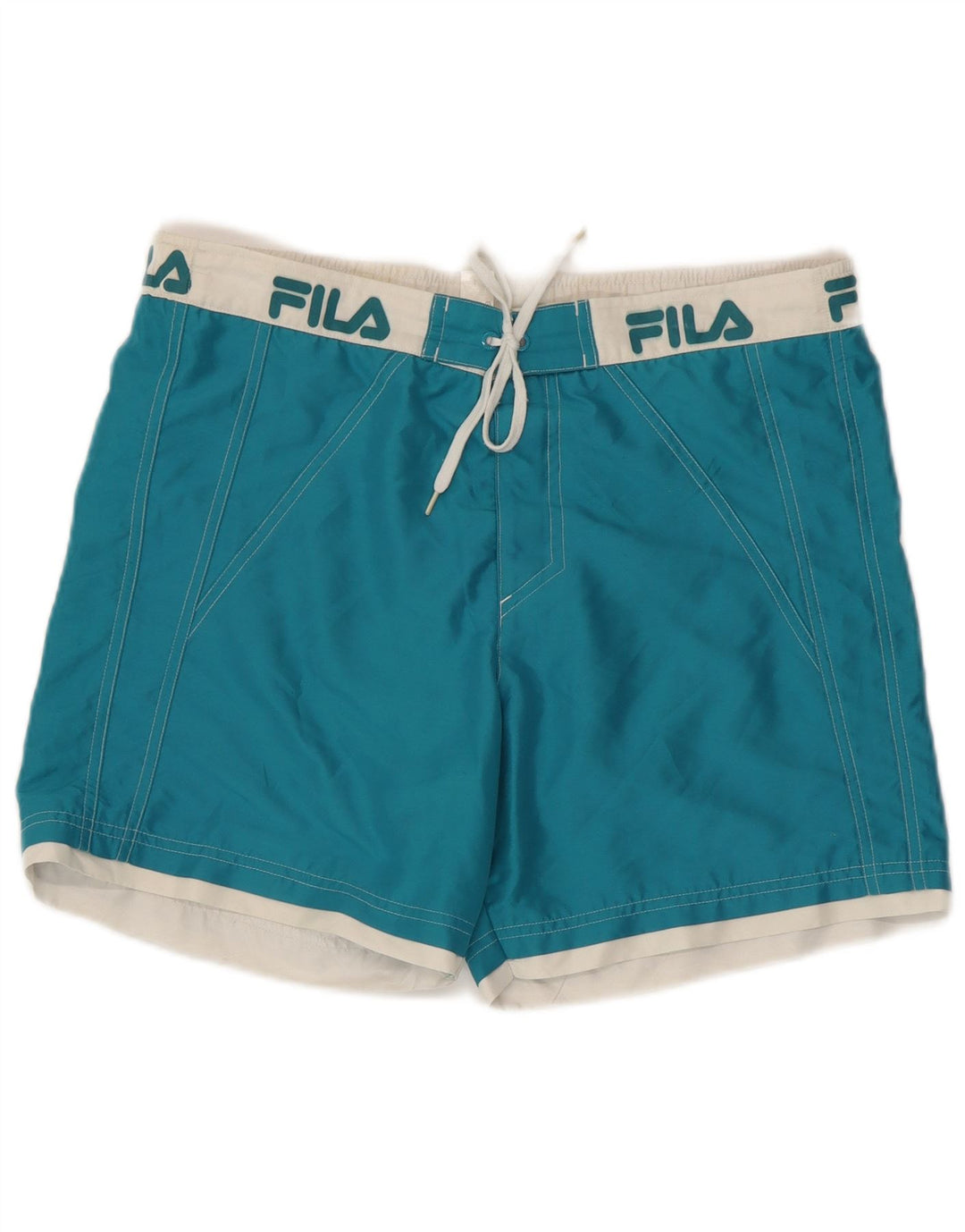 Pantaloncini da bagno grafici da uomo Fila in poliestere color block blu medio