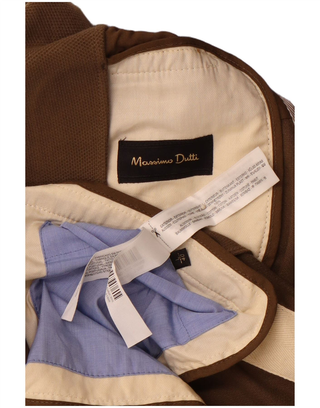 MASSIMO DUTTI Giacca blazer da uomo a 3 bottoni UK 40 grande cotone marrone