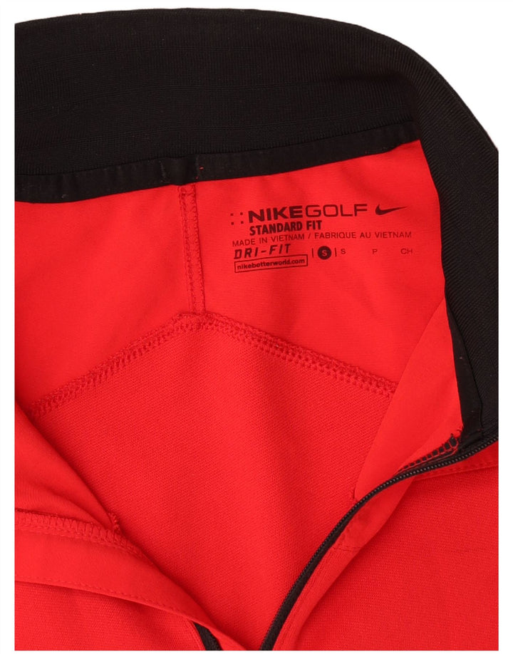 Nike Uomo Dri Fit Top con Zip al Collo Manica Lunga Piccolo Rosso Poliestere