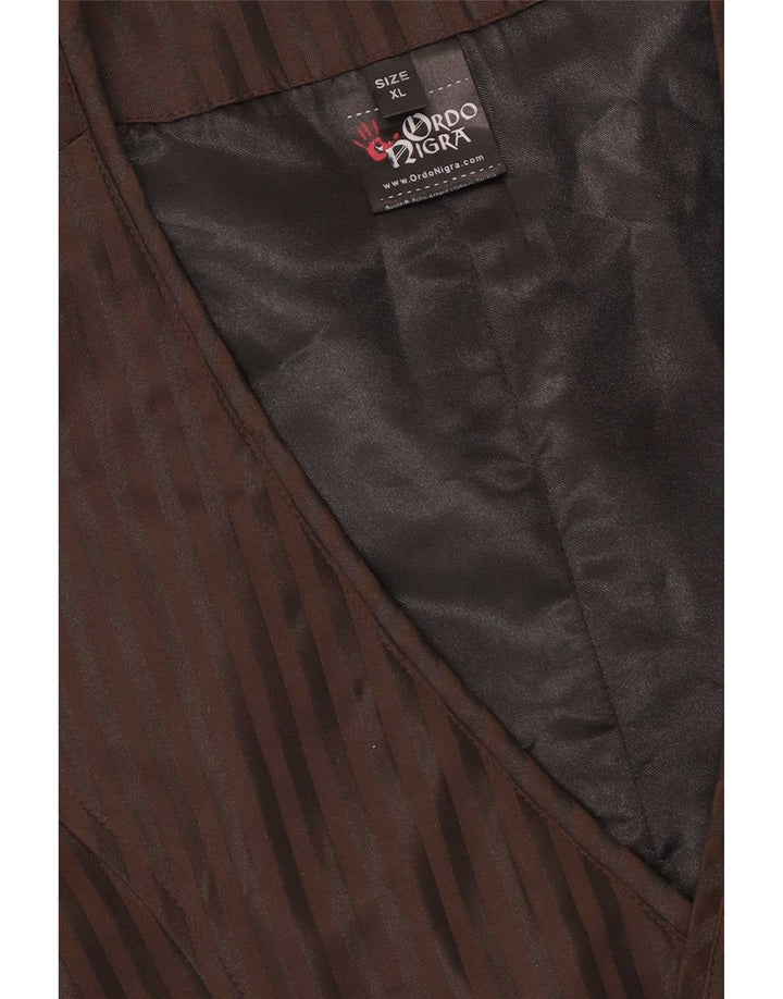 Gilet vintage da uomo XL in poliestere a righe marroni
