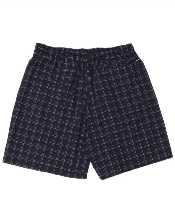 Pantaloncini da bagno da uomo Adidas grandi in poliestere a quadri blu navy